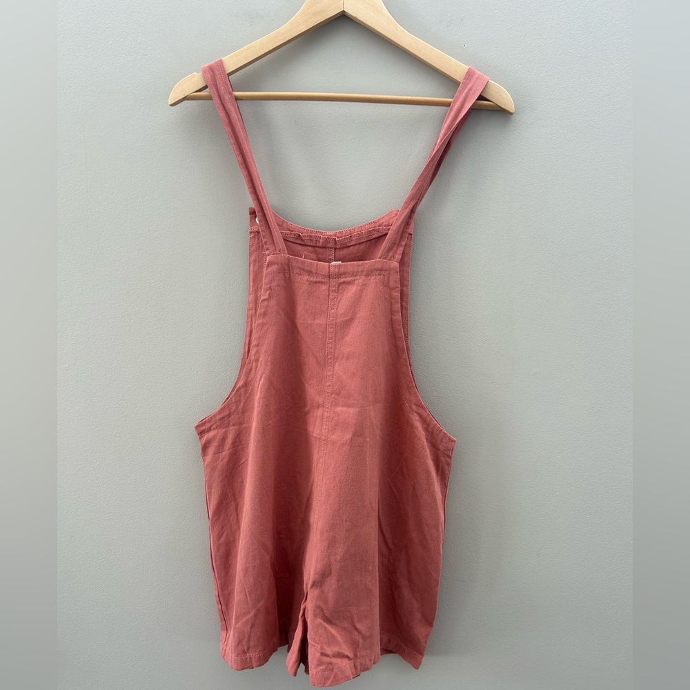 &Merci Coral Pink Pocket Cotton Pocket Shorts Overall Romper - Picture 4 of 6